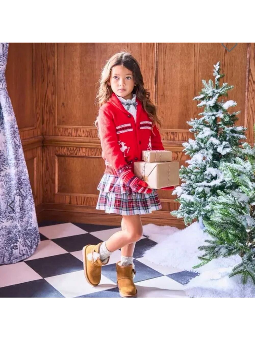 Janie and Jack The Hailey Smocked Skirt in Bradbury Red Tartan, Size 6